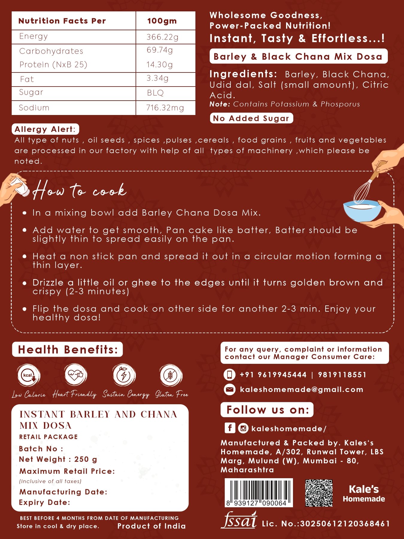 Barley & Black Chana Dosa